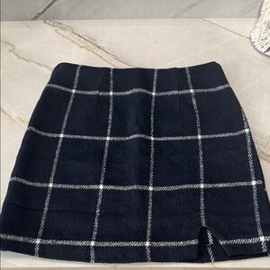 Lulu's Navy Blue and White Plaid Mini Skirt